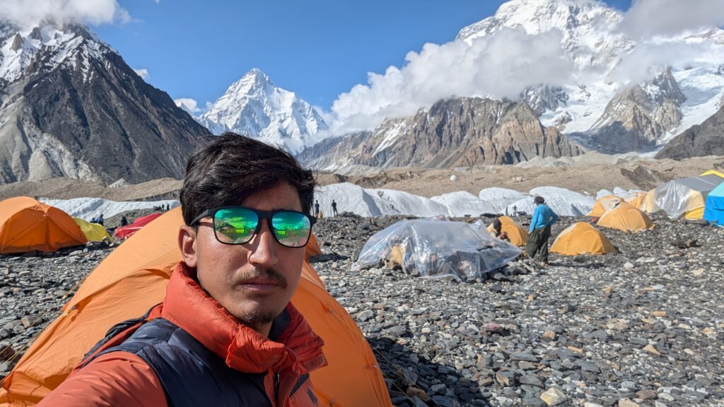trekker in k2 base camp